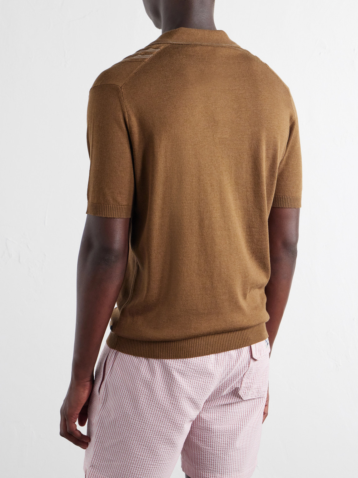 Horton Striped Silk And Organic Cotton-Blend Polo Shirt