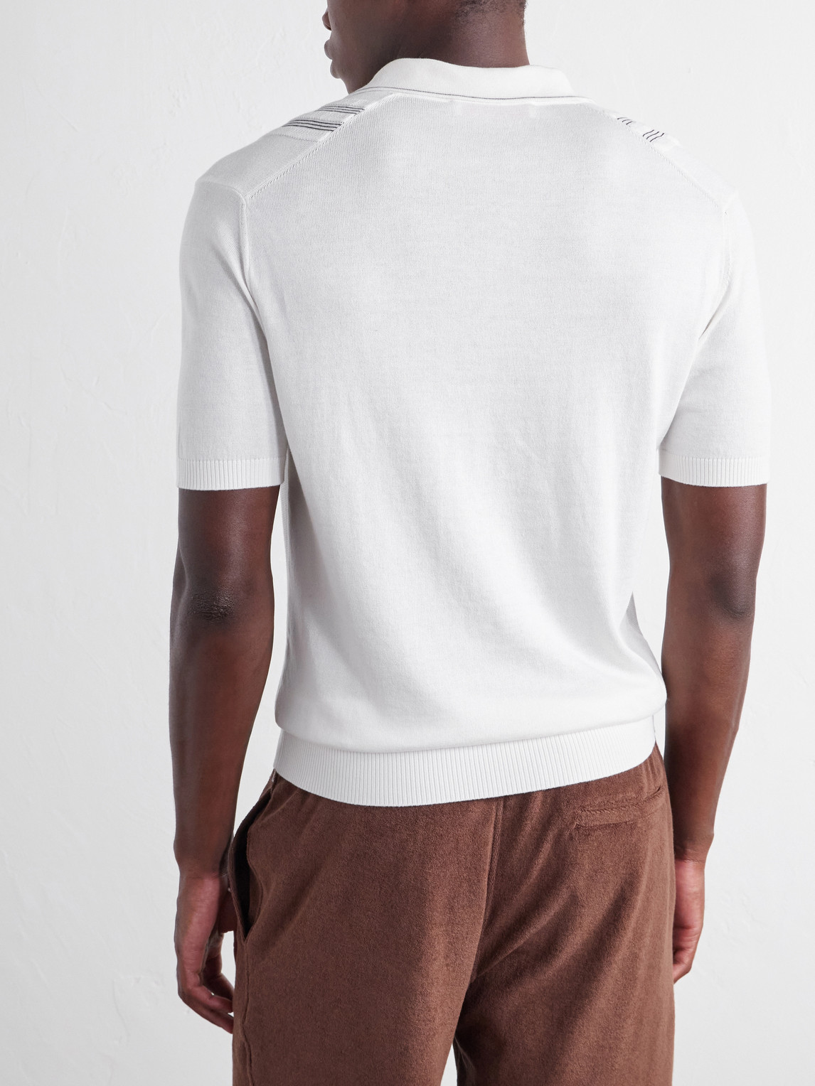 Horton Striped Silk And Cotton-Blend Polo Shirt