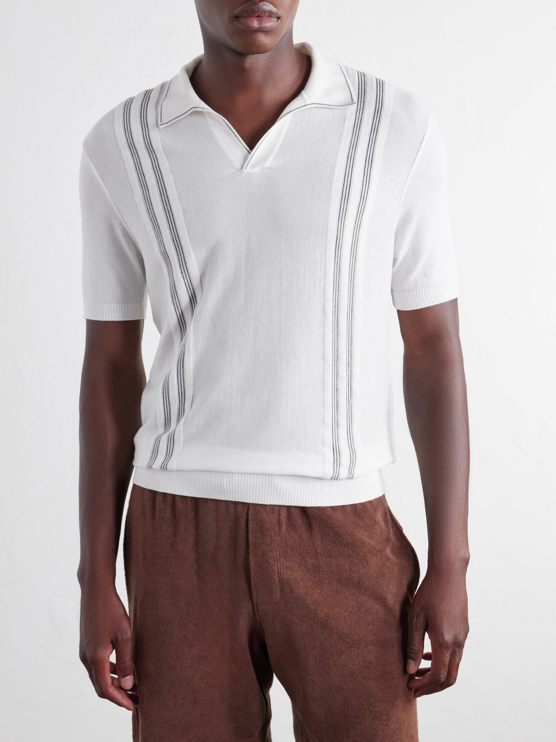 Horton Striped Silk And Cotton-Blend Polo Shirt