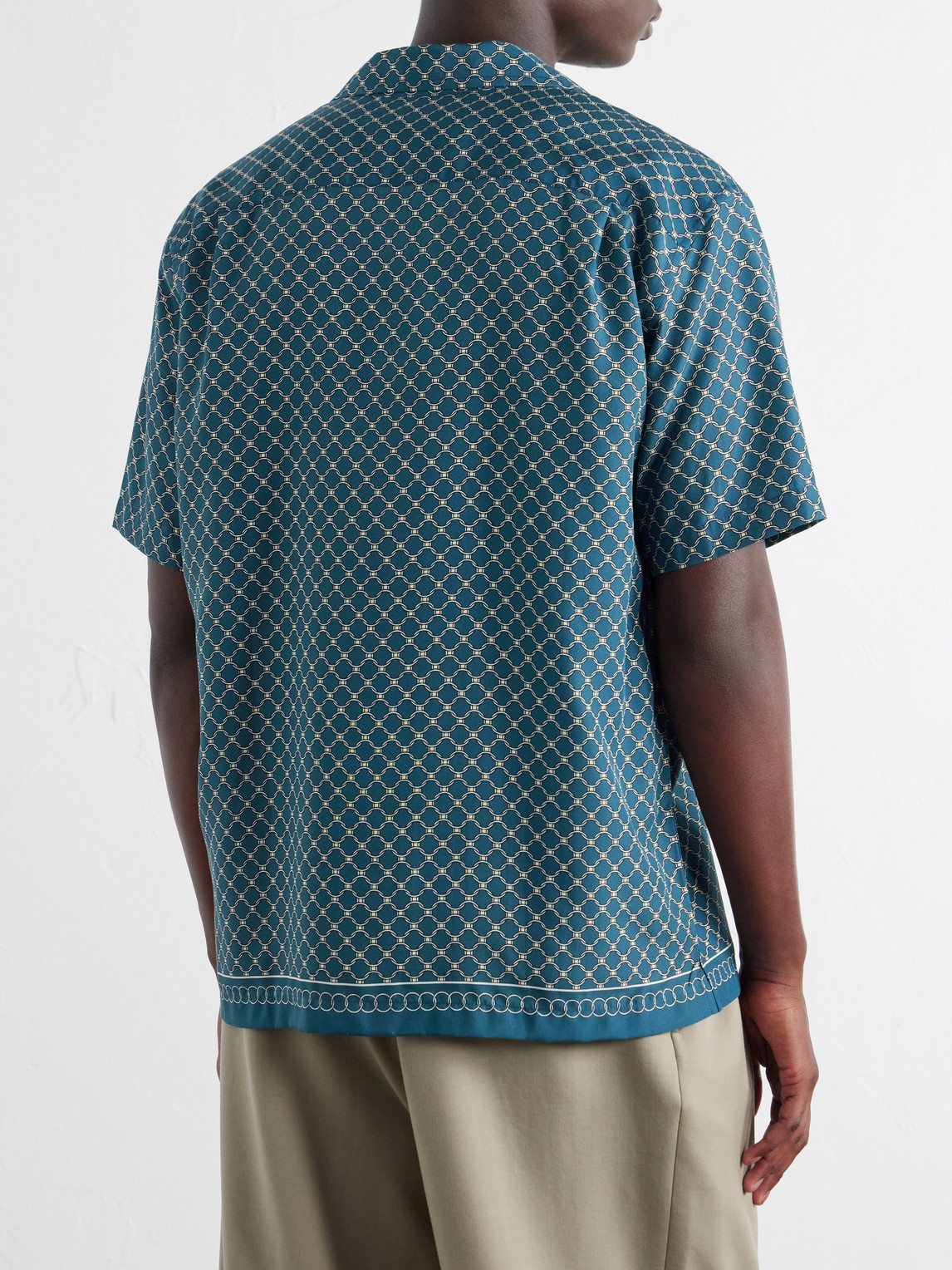 Maitan Camp-Collar Printed Lyocell Shirt