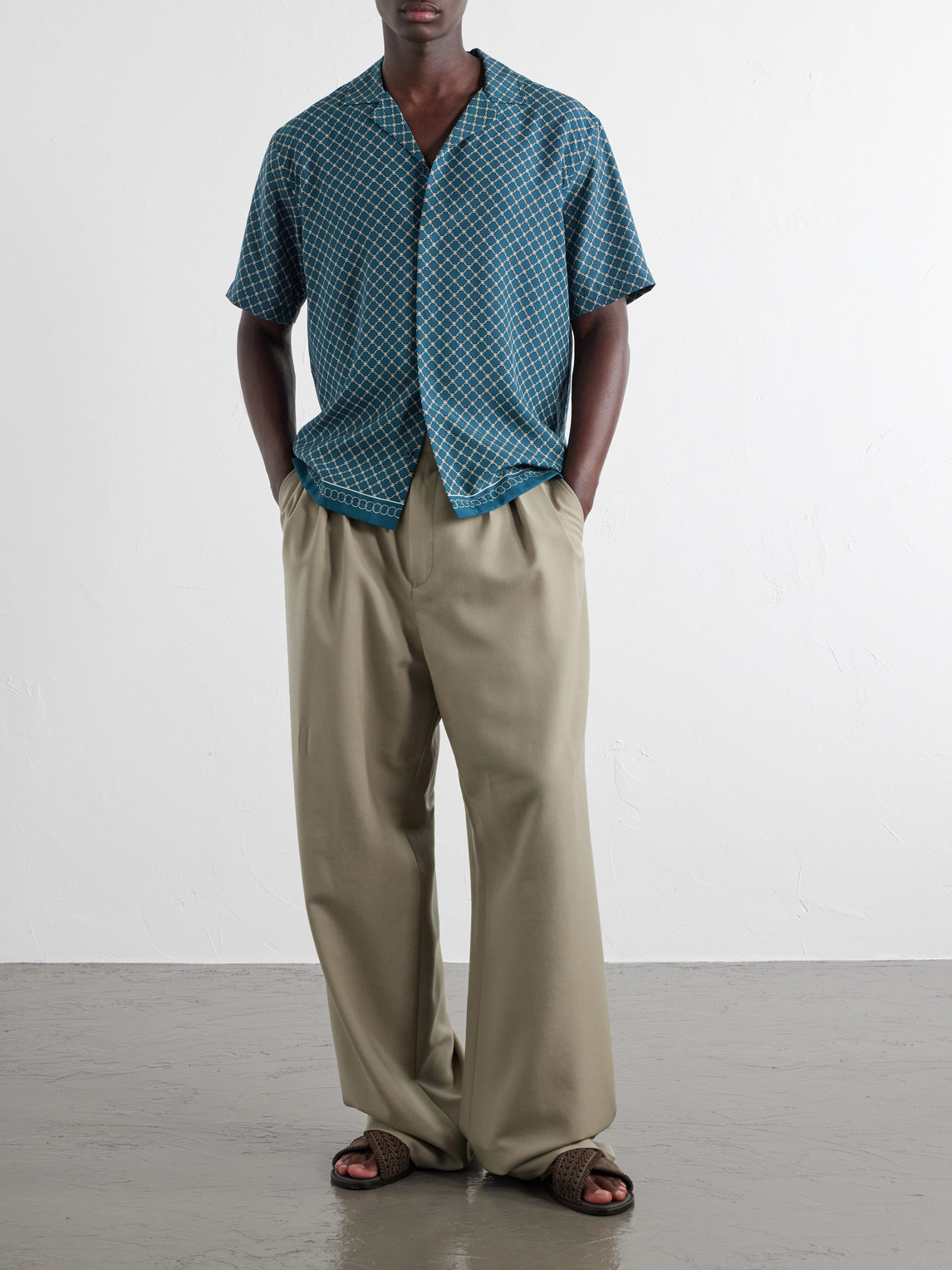 Maitan Camp-Collar Printed Lyocell Shirt