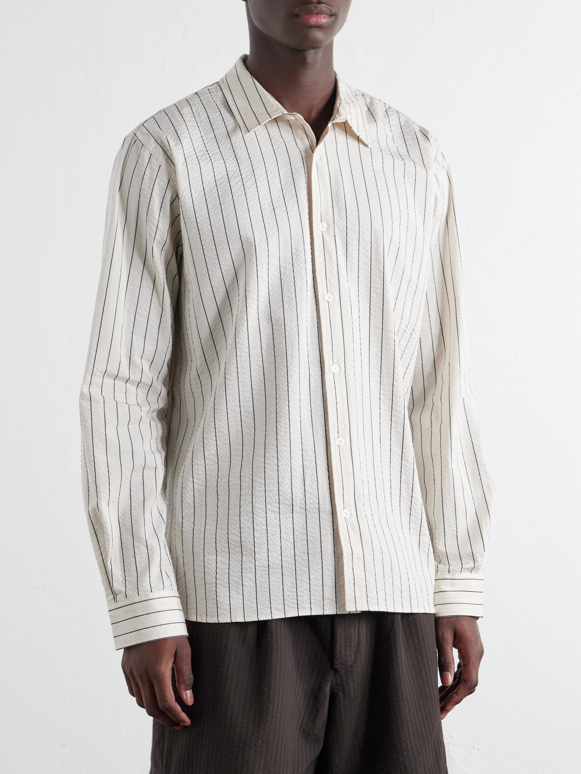 Justin Striped Cotton-Seersucker Shirt