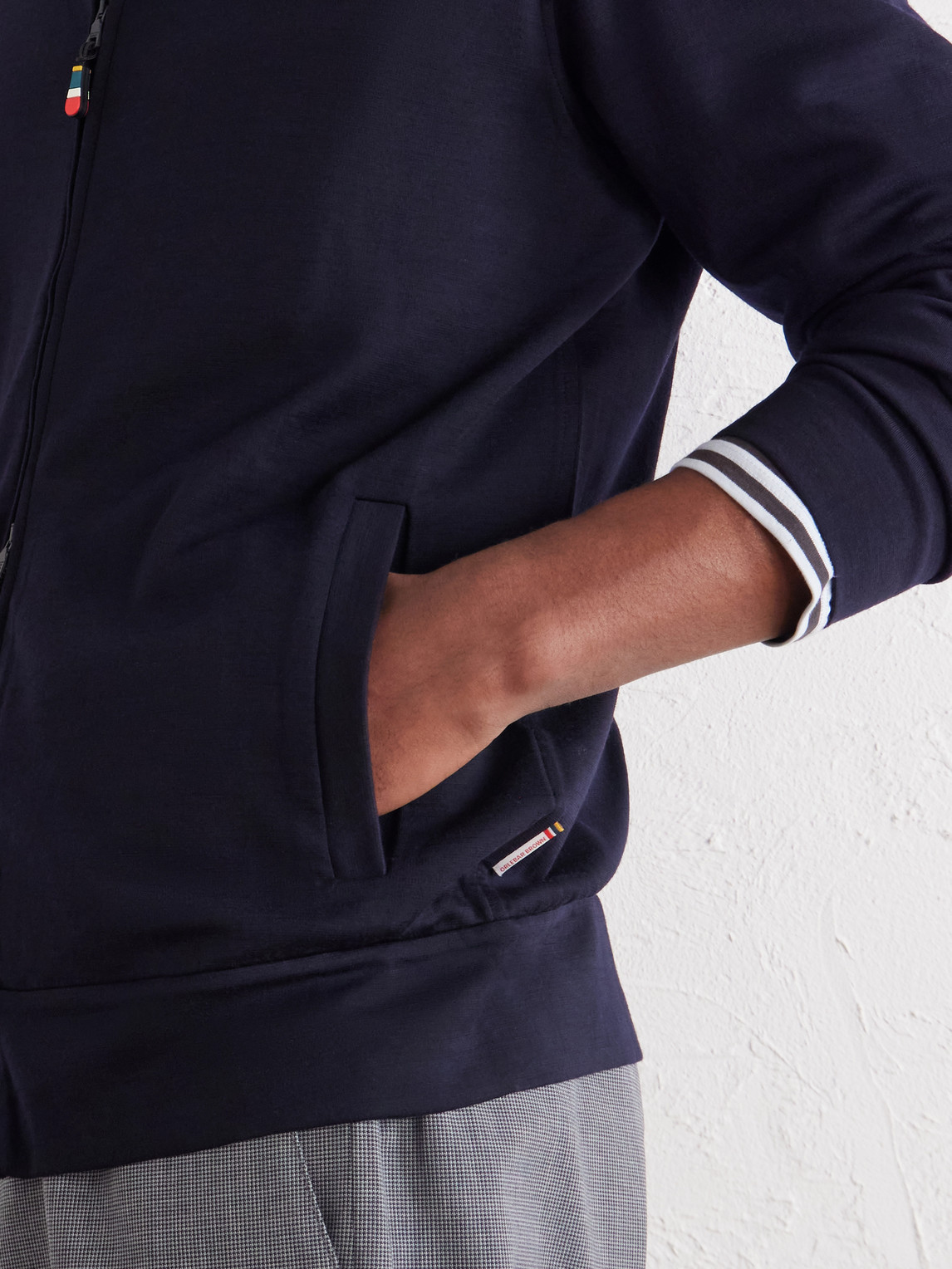 Egerton Merino Wool-Jersey Zip-Up Cardigan