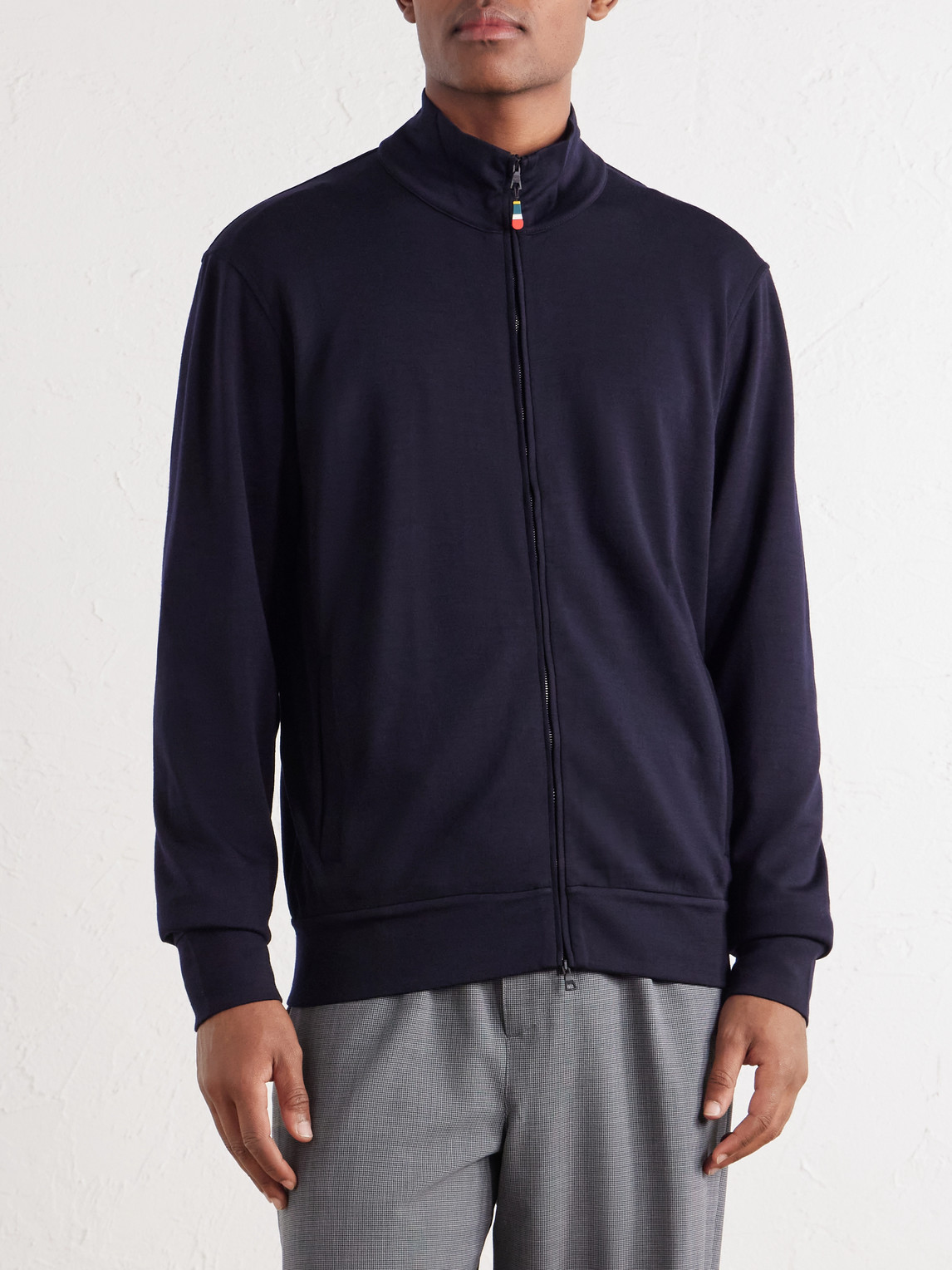 Egerton Merino Wool-Jersey Zip-Up Cardigan