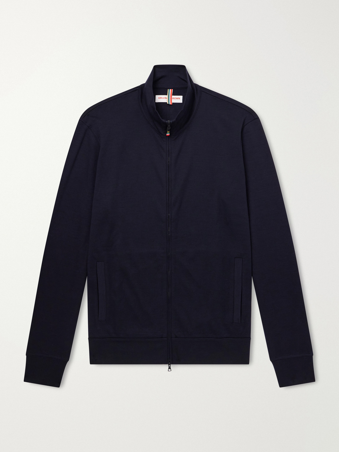 Orlebar Brown Egerton Merino Wool-jersey Zip-up Cardigan In Blue