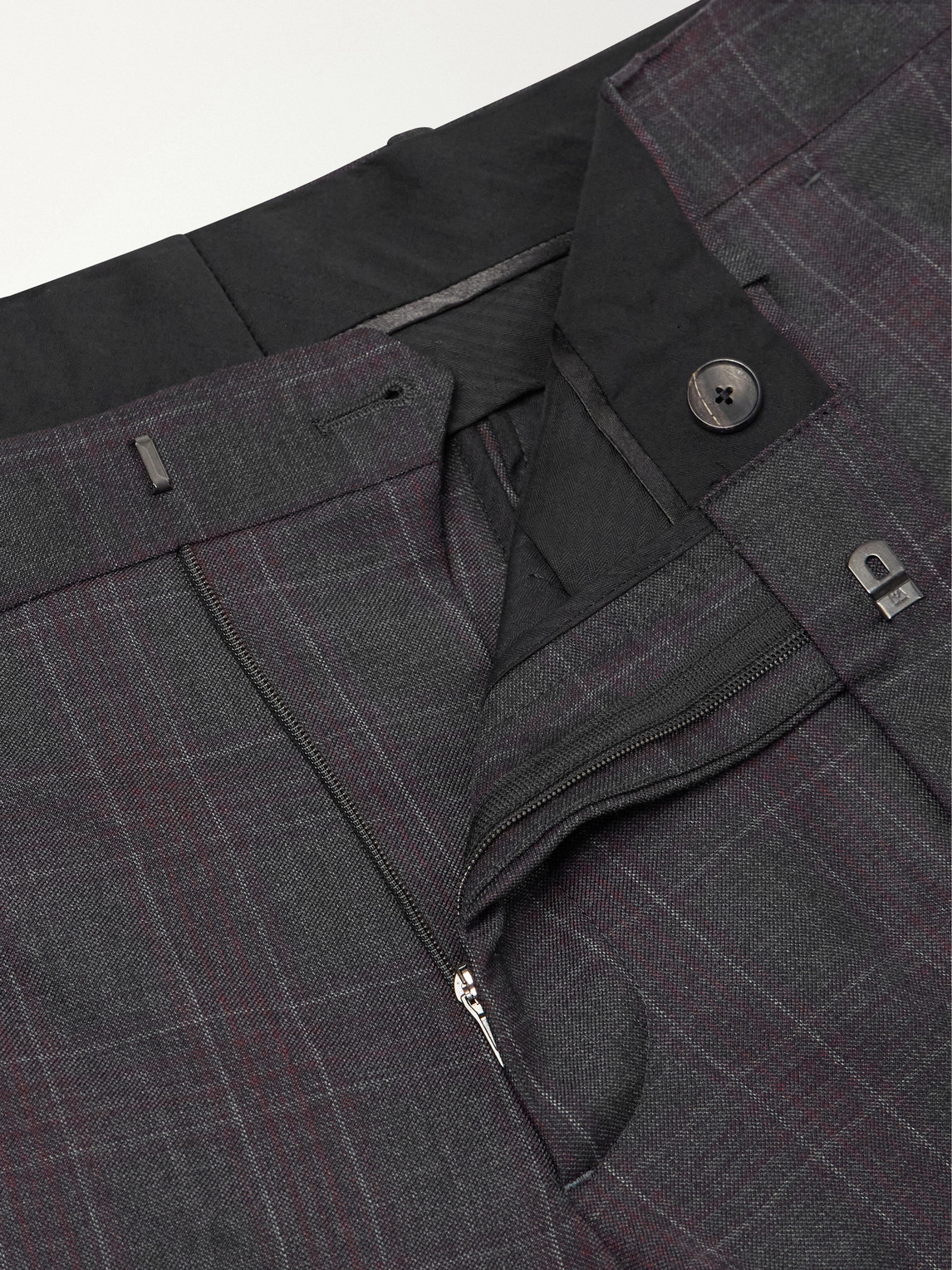 Mr P. - Straight-Leg Checked Wool-Twill Trousers