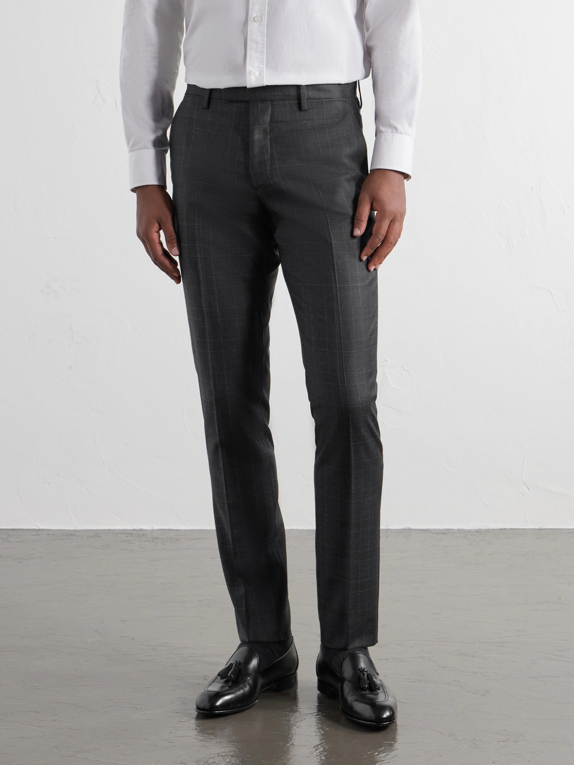 Mr P. - Straight-Leg Checked Wool-Twill Trousers