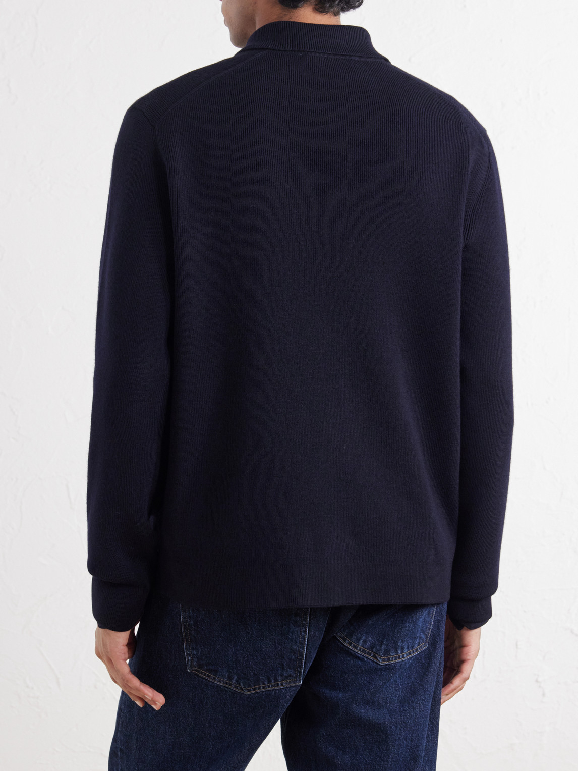 Shelby Ribbed Merino Wool Zip-Up Sweater