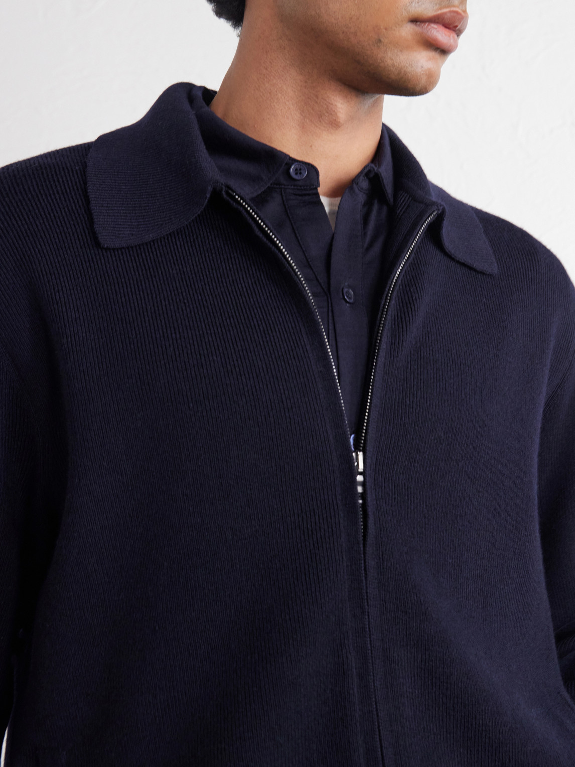 Shelby Ribbed Merino Wool Zip-Up Sweater