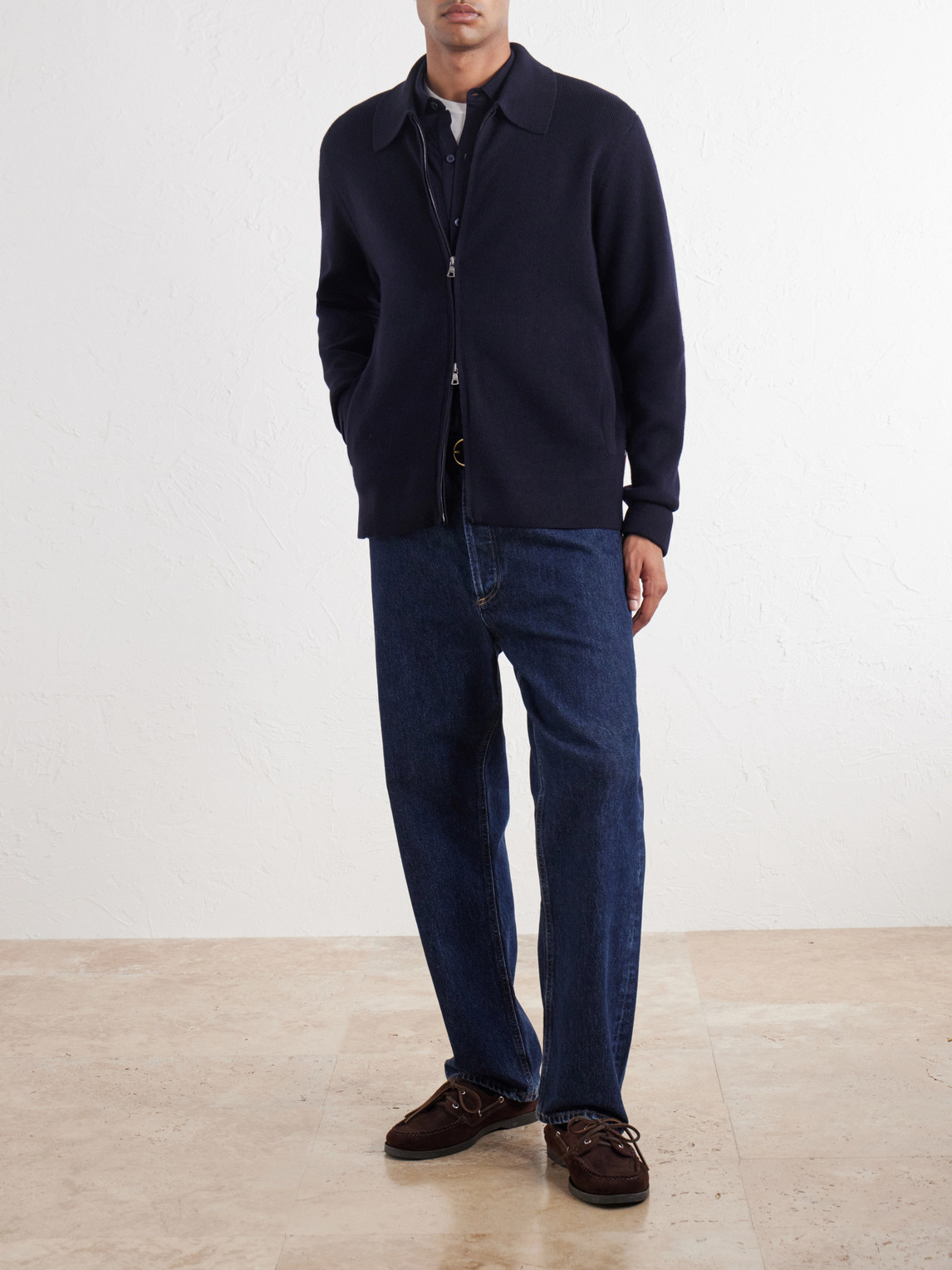 Shelby Ribbed Merino Wool Zip-Up Sweater
