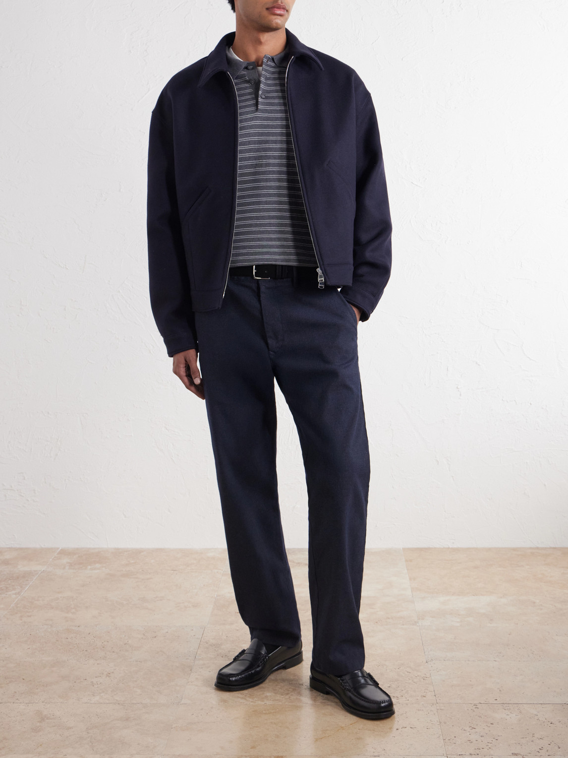 Aden 1067 Straight-Leg Recycled Grain De Poudre Trousers