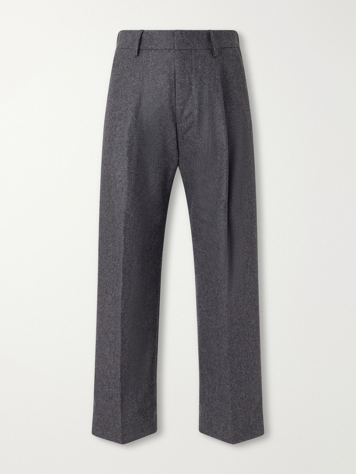 Kay 10073 Straight-Leg Pleated Herringbone Wool