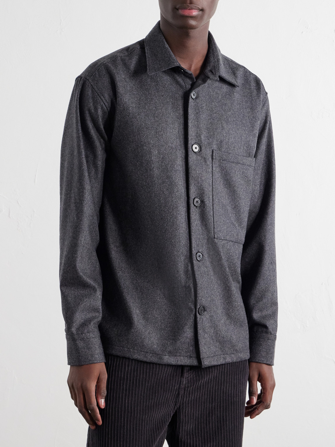 Freddy Herringbone Wool-Blend Shirt