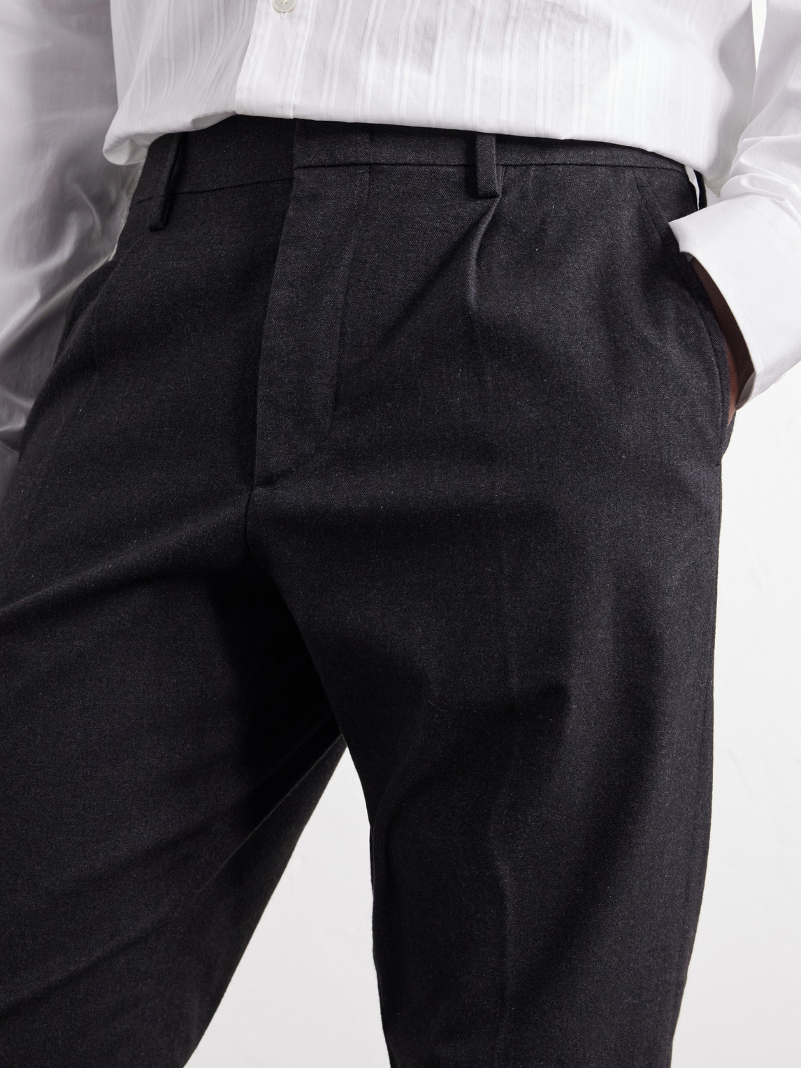 Bill 1067 Tapered Pleated Brushed Twill Chinos