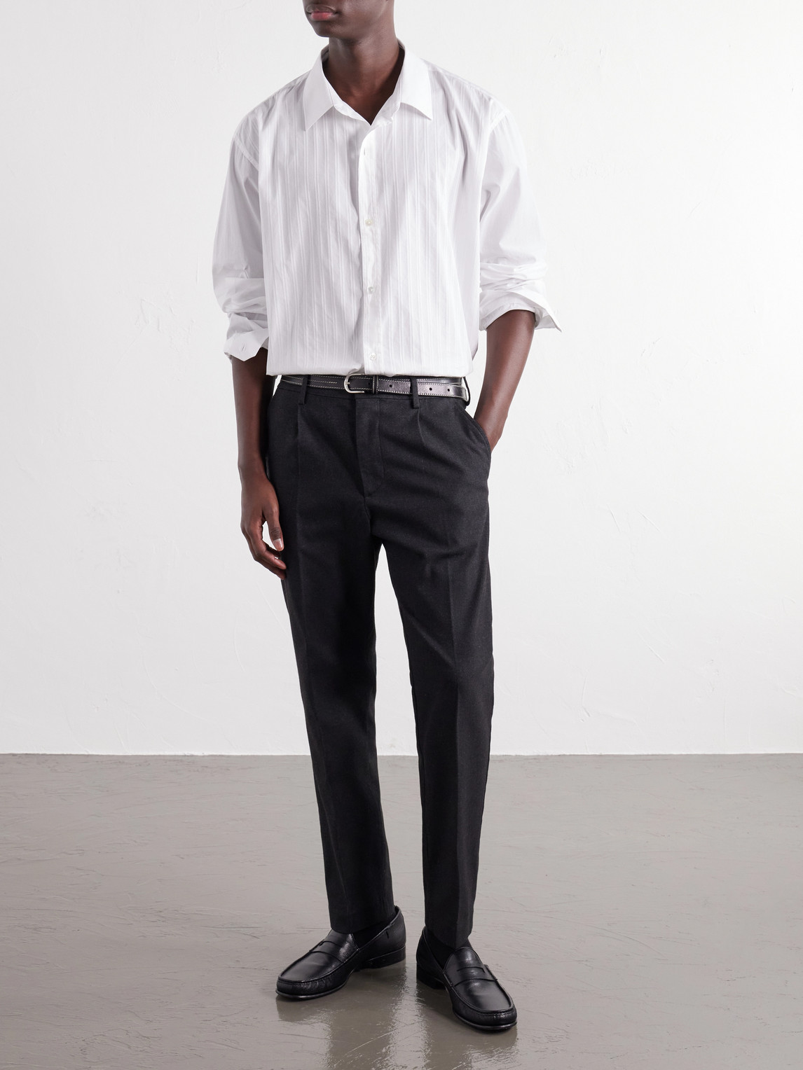 Bill 1067 Tapered Pleated Brushed Twill Chinos