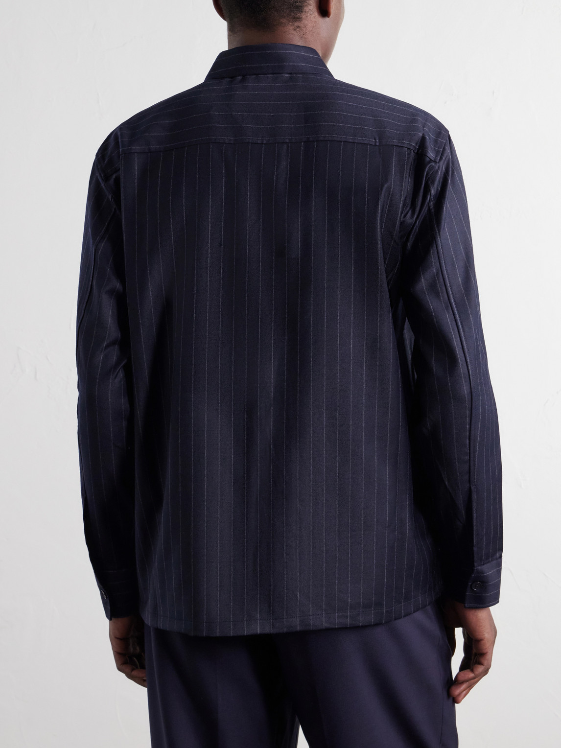 Freddy 10052 Pinstriped Wool-Blend Flannel Shirt
