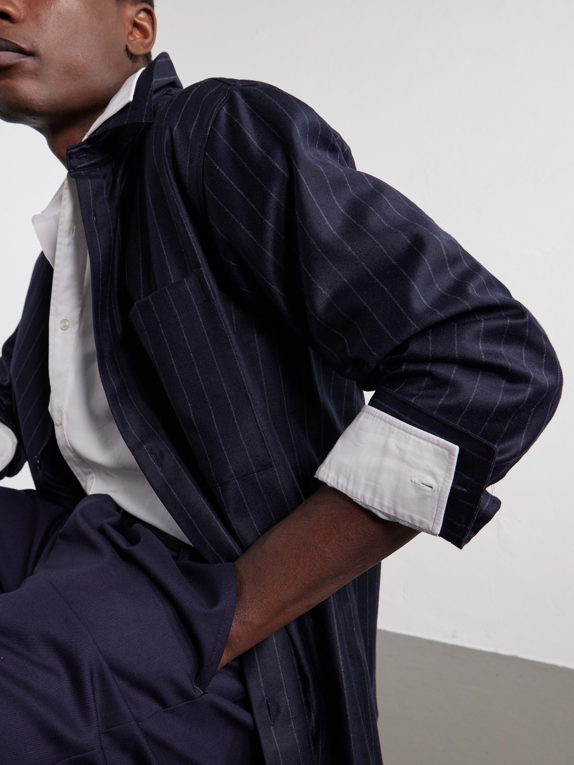 Freddy 10052 Pinstriped Wool-Blend Flannel Shirt
