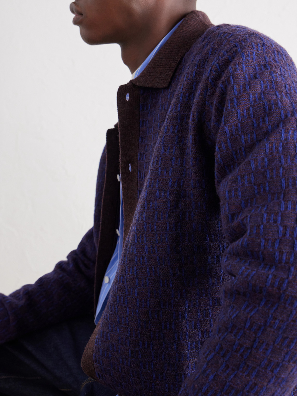 Thor 60004 Checked Wool-Blend Cardigan