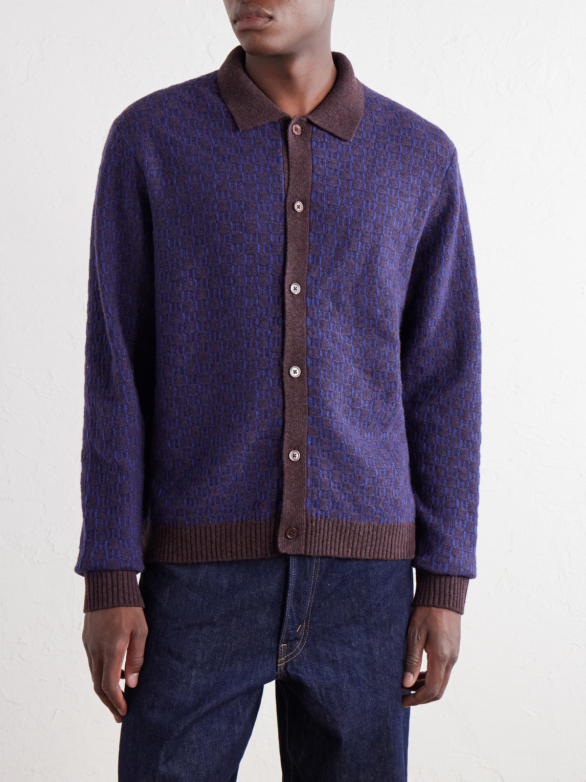 Thor 60004 Checked Wool-Blend Cardigan