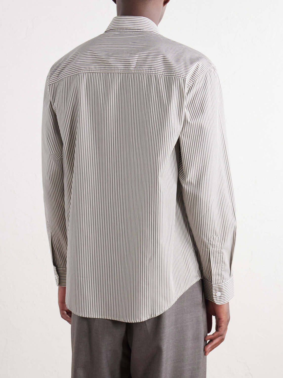 Quinsy App 5322 Embroidered Striped Supima Cotton-Poplin Shirt