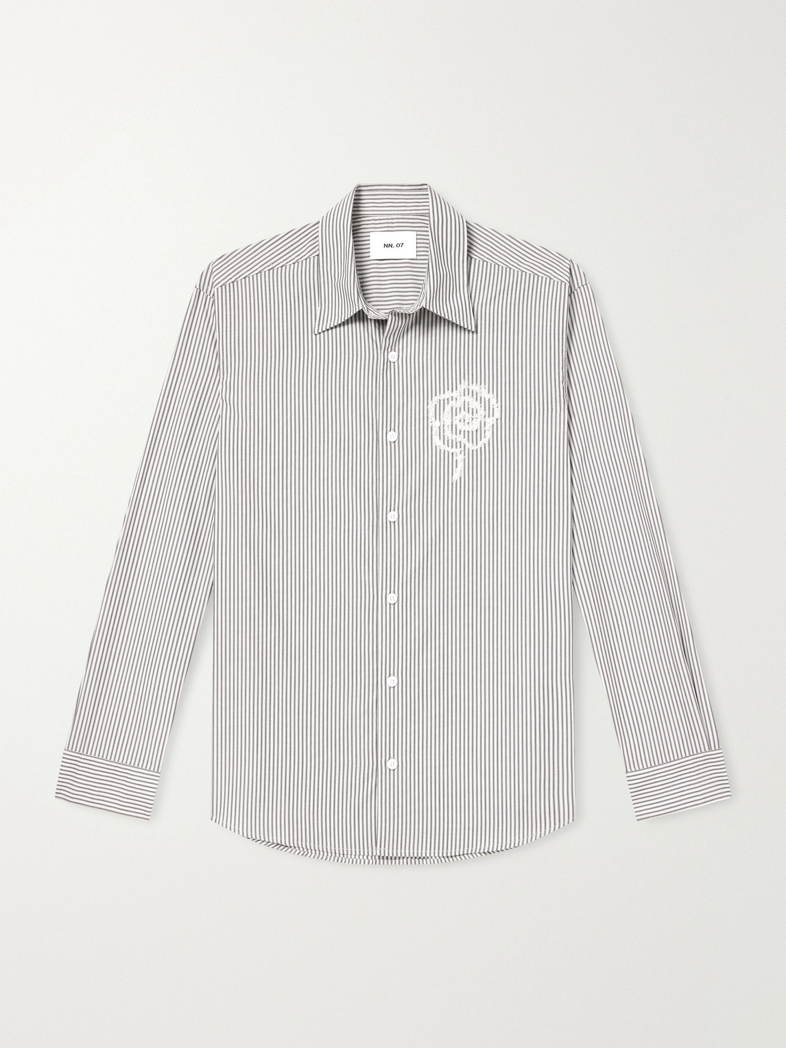 Quinsy App 5322 Embroidered Striped Supima Cotton-Poplin Shirt