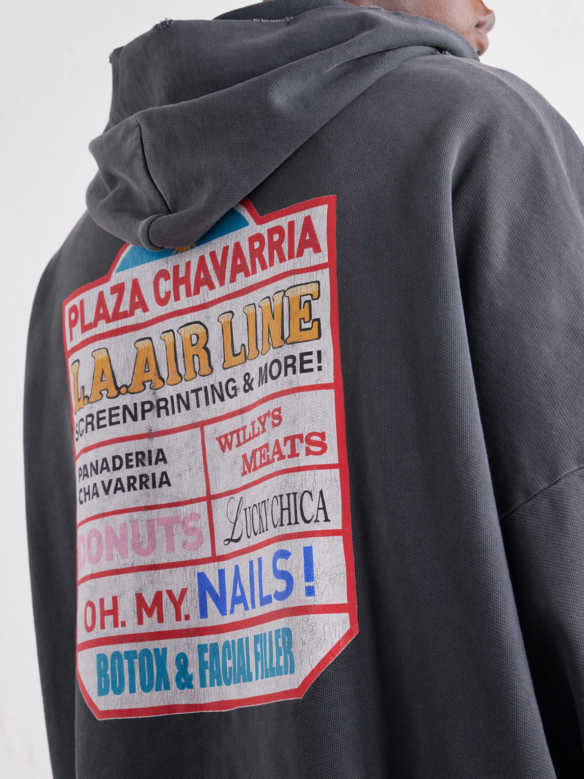 Plaza Chavarria Logo-Print Distressed Cotton-Jersey Zip-Up Hoodie