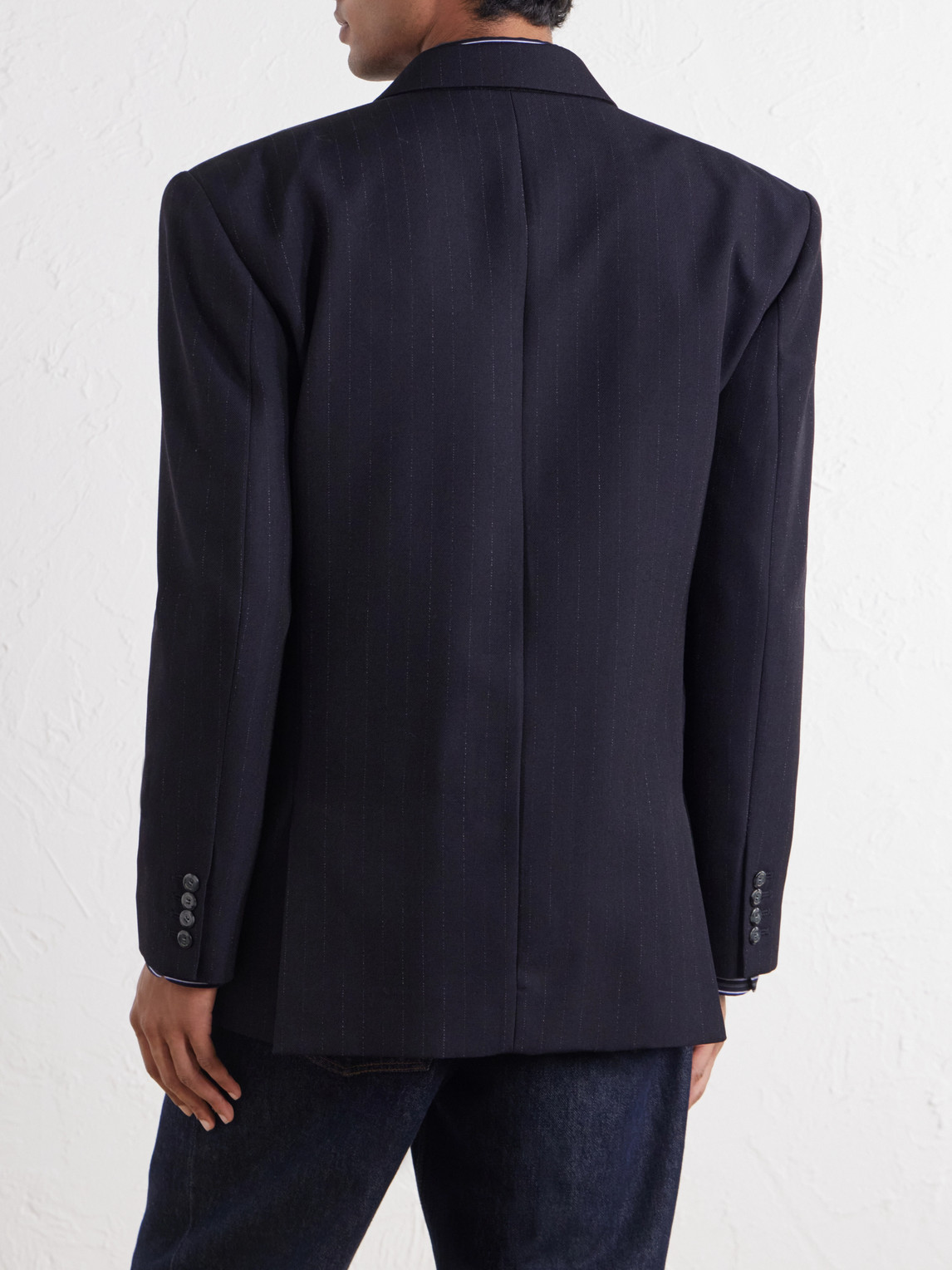 Manuel Double-Breasted Pinstriped Virgin Blazer