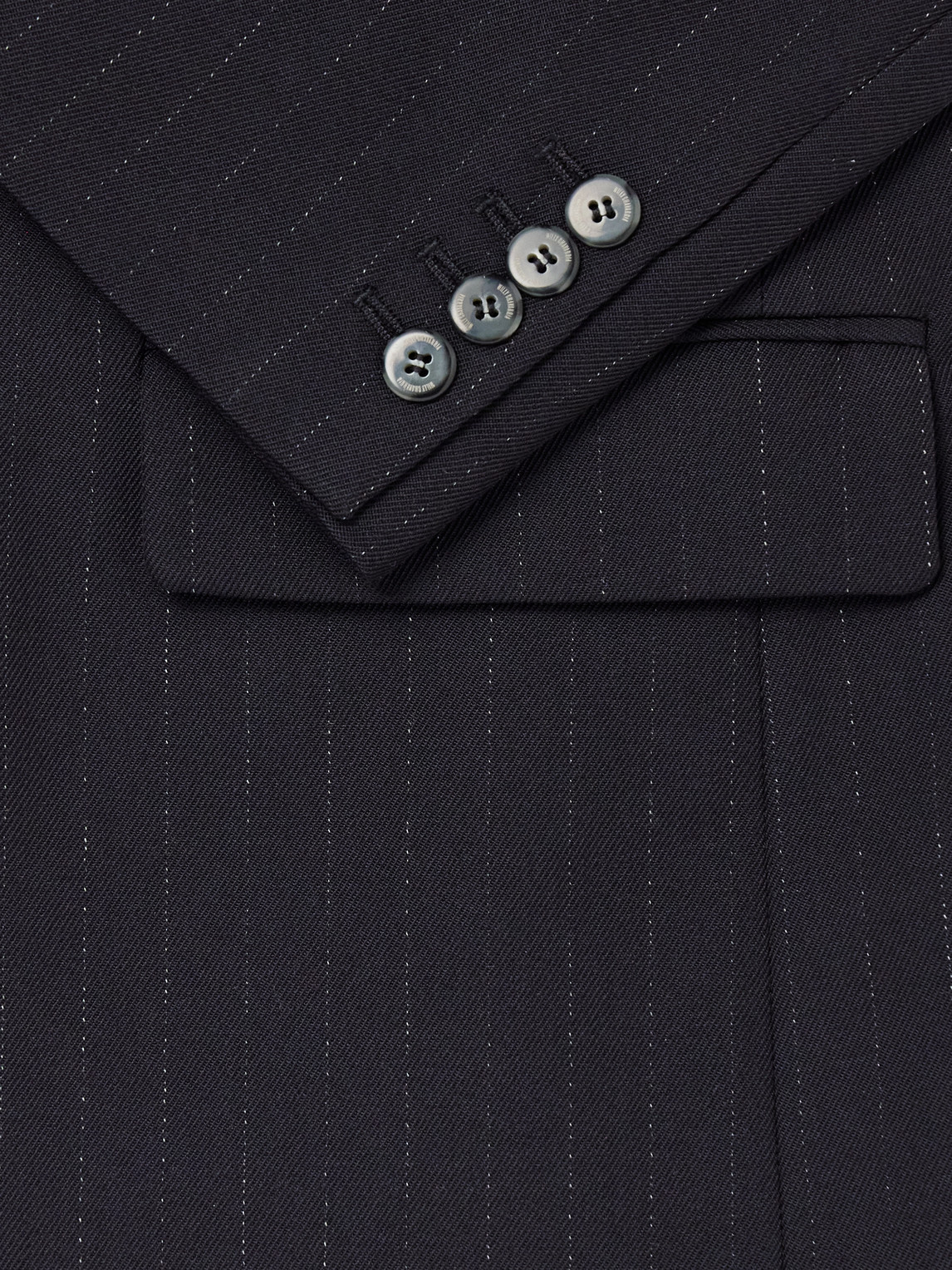 Manuel Double-Breasted Pinstriped Virgin Blazer