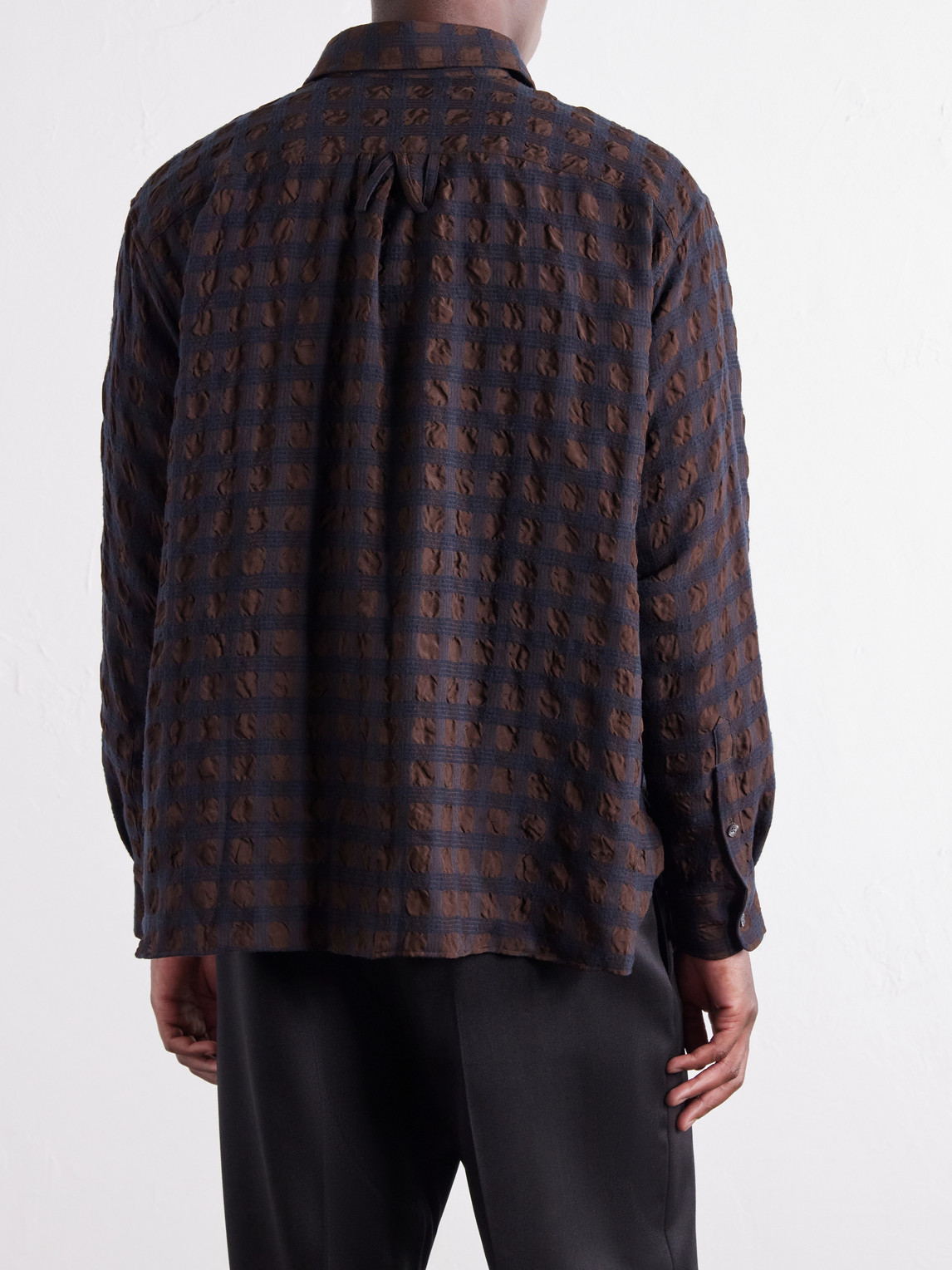Veterano Puckered Felted Satin-Twill And Virgin Wool-Blend Shirt