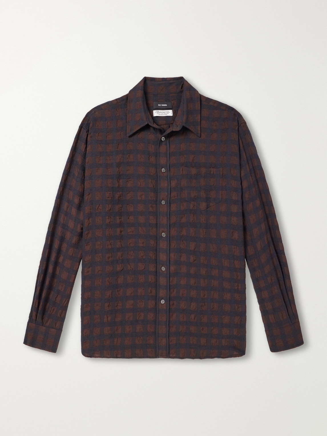 Veterano Puckered Felted Satin-Twill And Virgin Wool-Blend Shirt