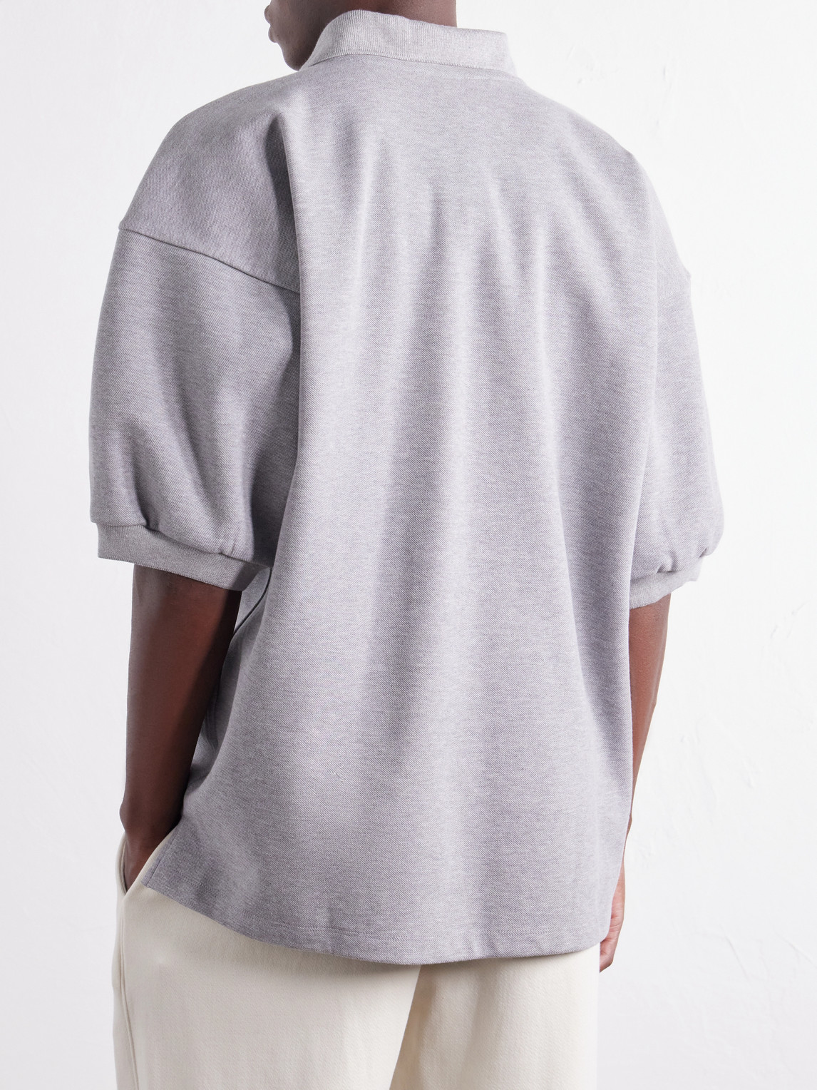 Football Logo-Embroidered Oversized Cotton-Piqué Polo Shirt