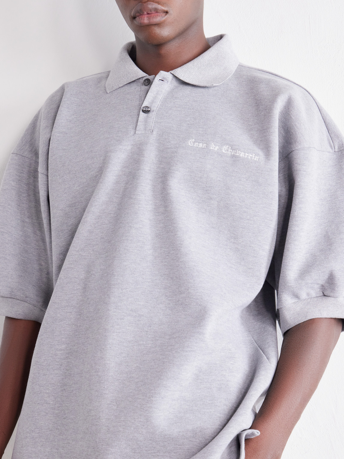 Football Logo-Embroidered Oversized Cotton-Piqué Polo Shirt