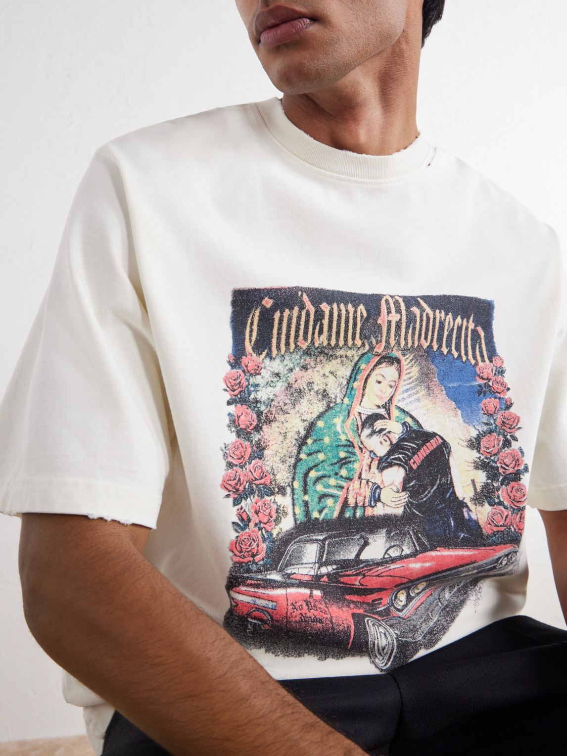Ciudame Madresita Printed Distressed Cotton-Jersey T-Shirt
