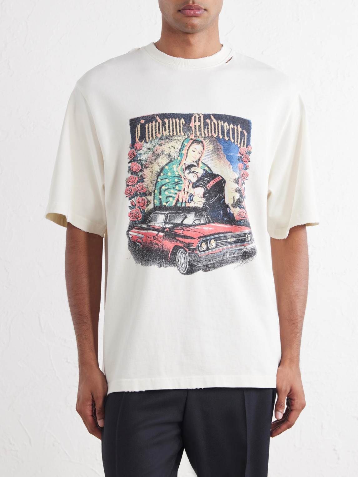 Ciudame Madresita Printed Distressed Cotton-Jersey T-Shirt