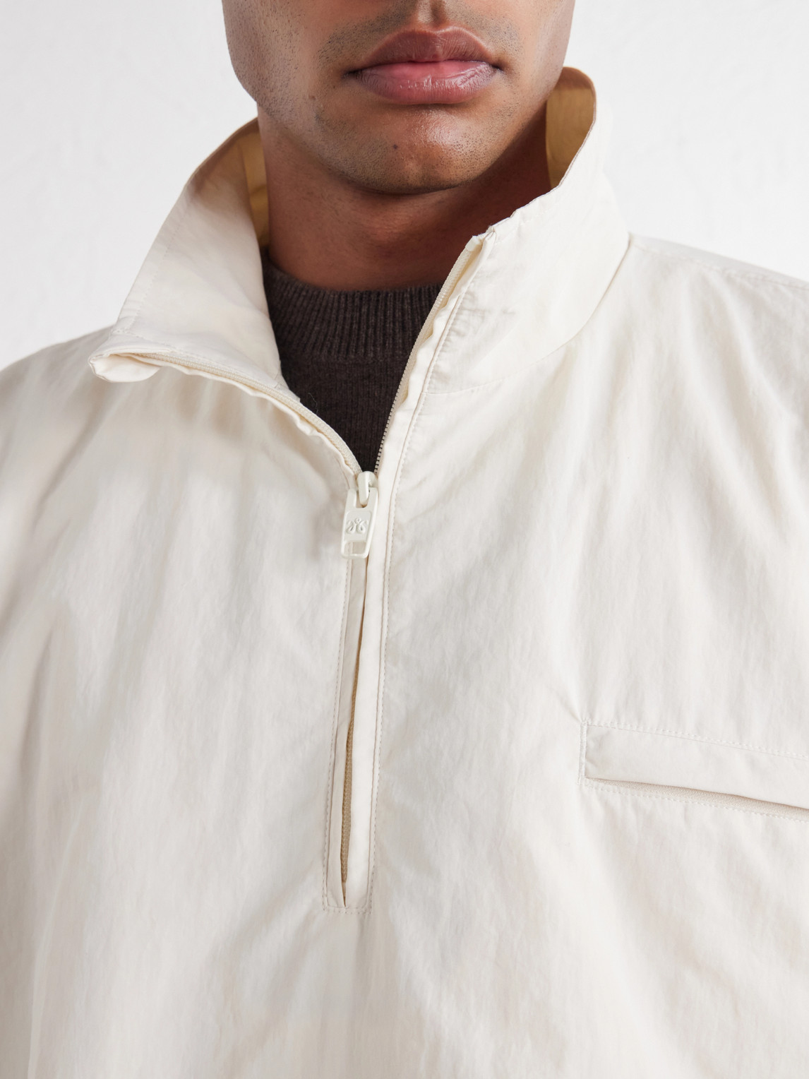 Appliquéd Fleece-Lined Shell Half-Zip Jacket