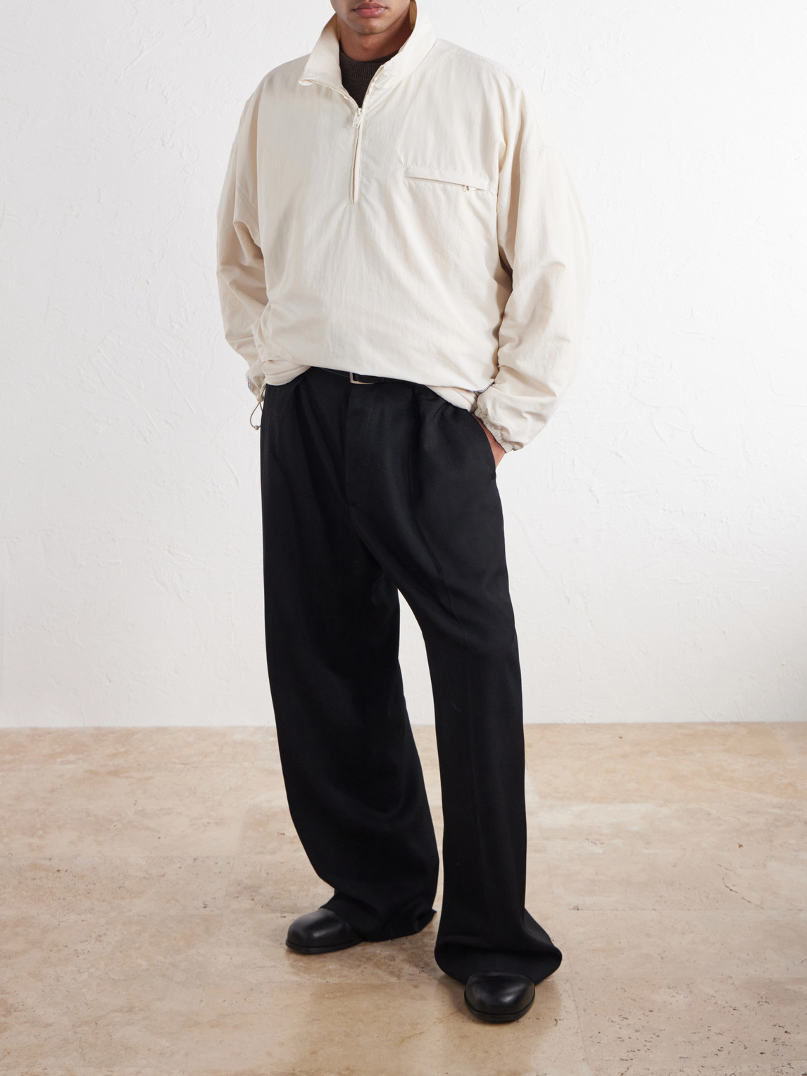 Appliquéd Fleece-Lined Shell Half-Zip Jacket