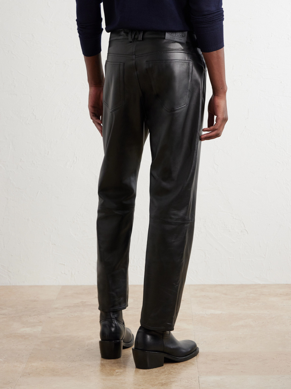 Chente Straight-Leg Paneled Leather Trousers