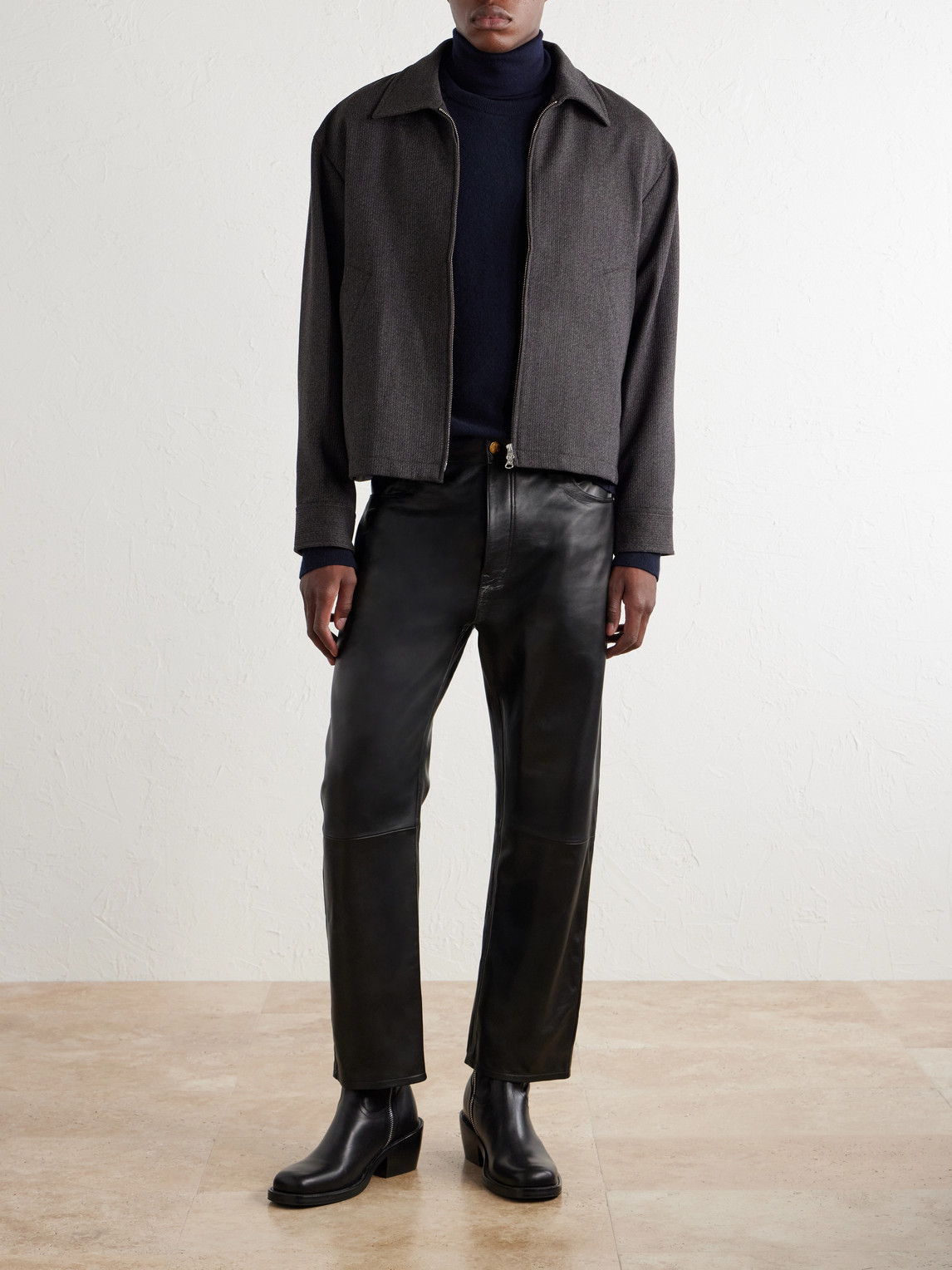 Chente Straight-Leg Paneled Leather Trousers