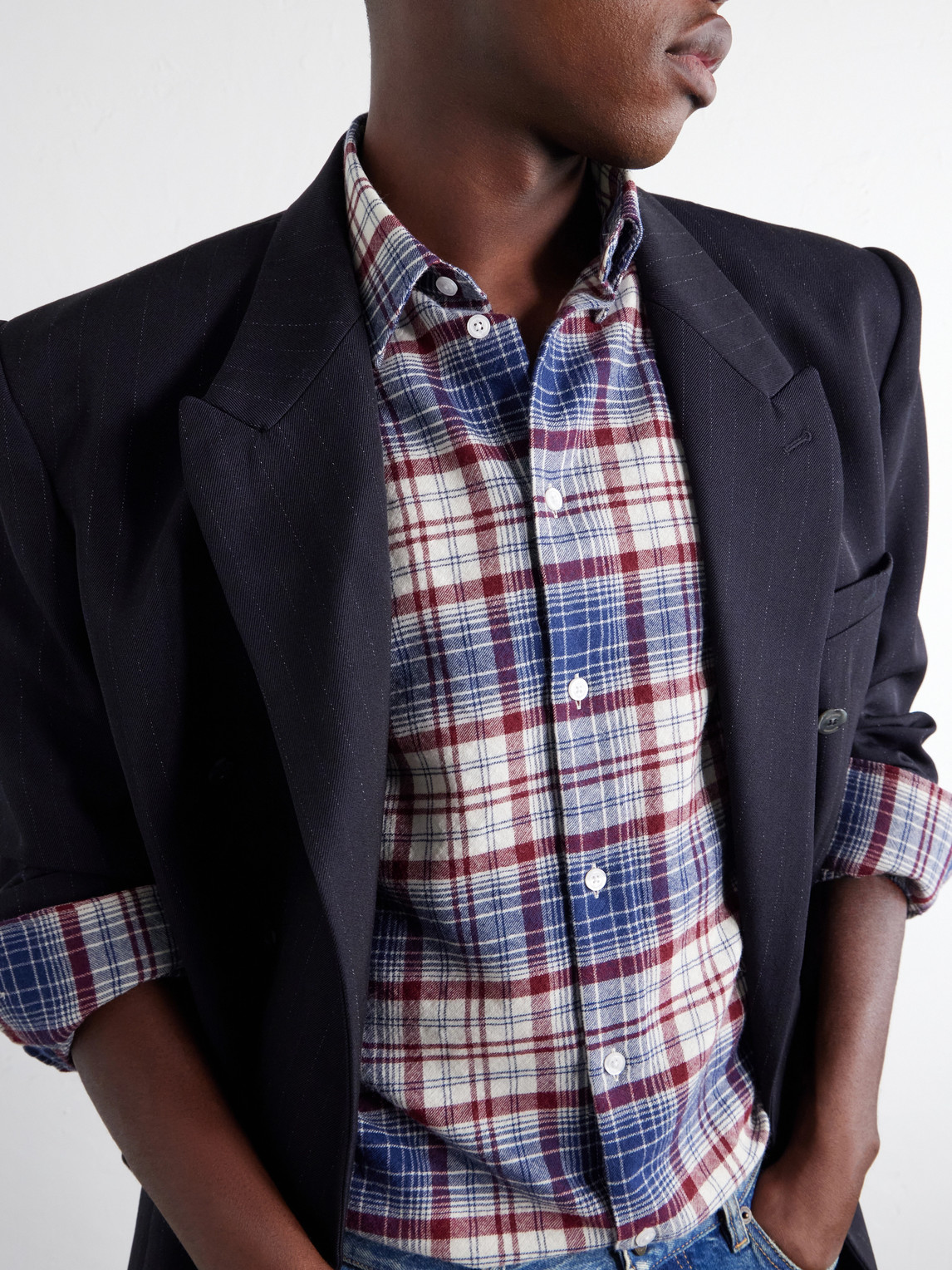 Checked Brushed Virgin Wool-Flannel Shirt