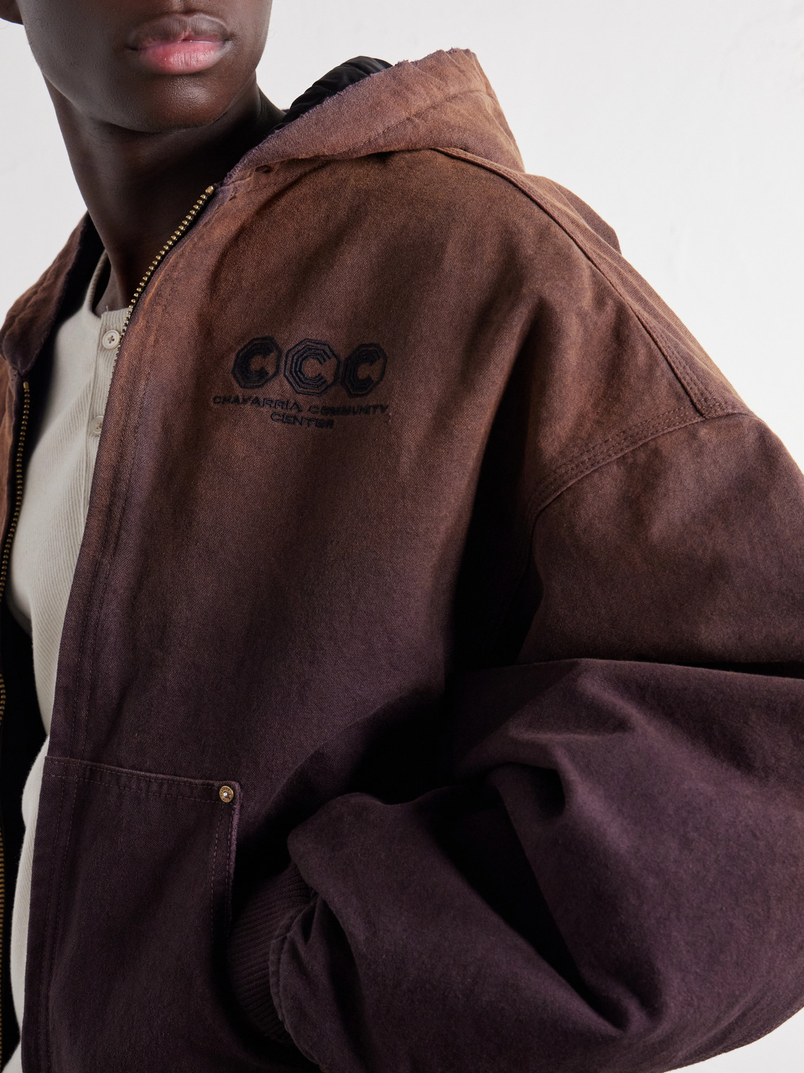 Juggernaut Logo-Embroidered Ombré Cotton-Canvas Bomber Jacket