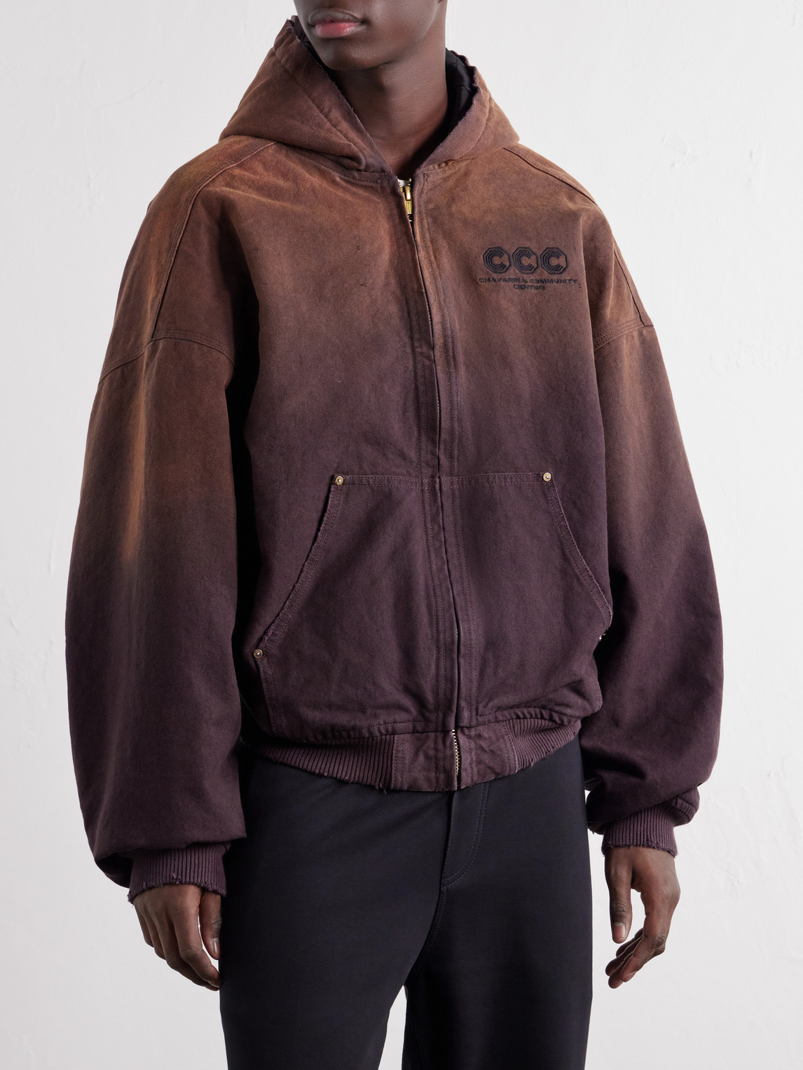 Juggernaut Logo-Embroidered Ombré Cotton-Canvas Bomber Jacket