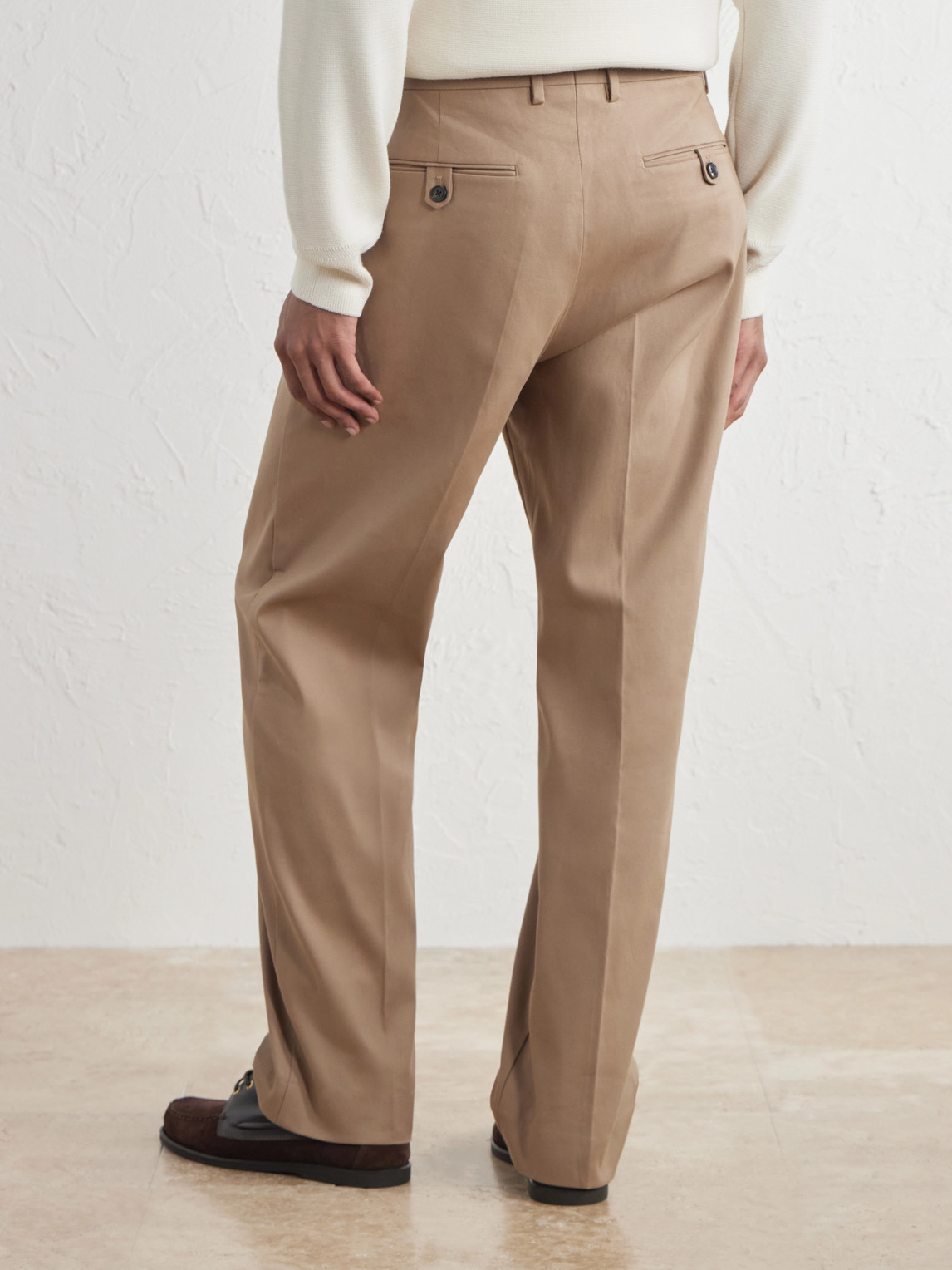 Robin 10076 Straight-Leg Organic Stretch-Cotton Dobby Trousers