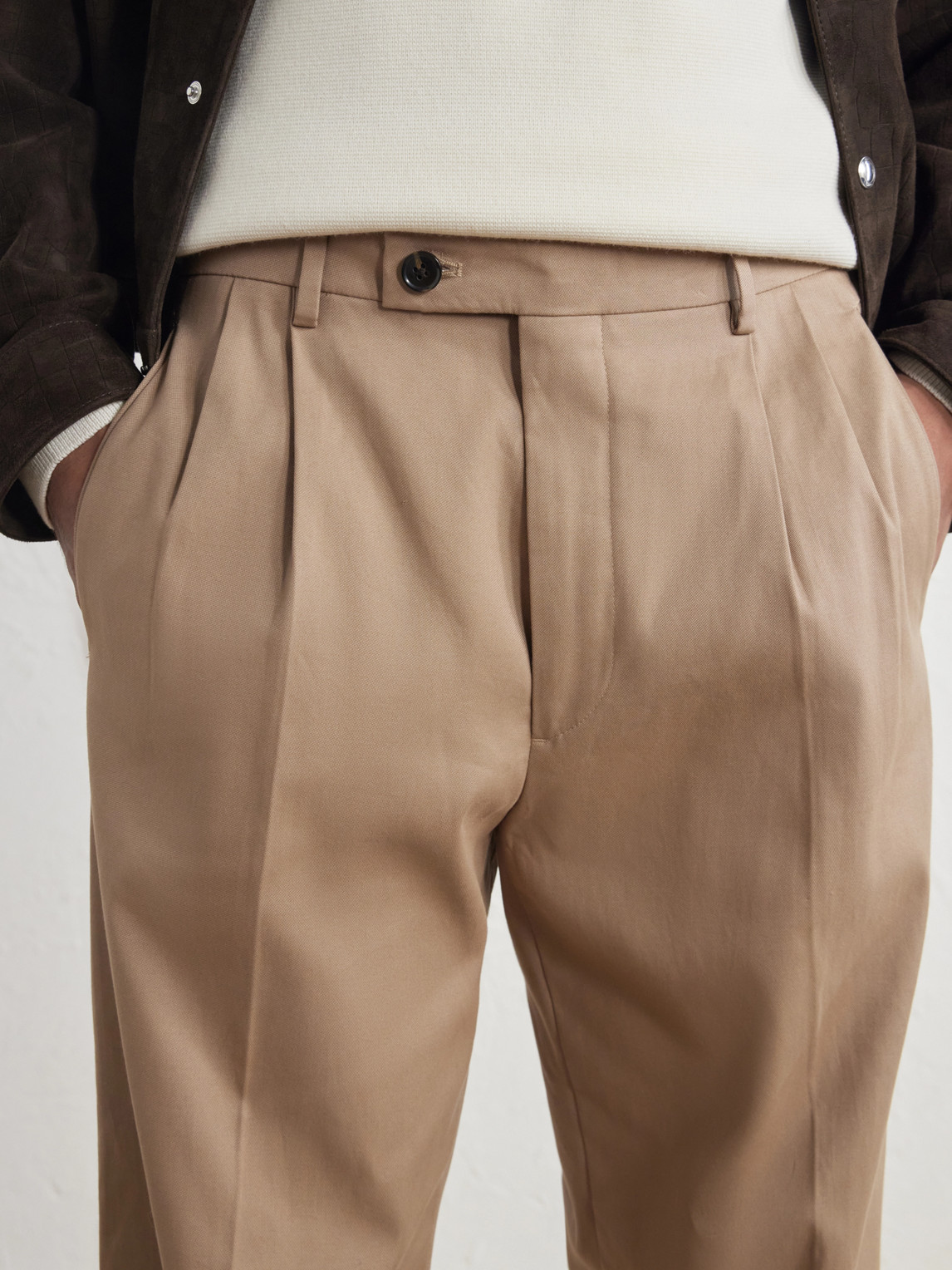 Robin 10076 Straight-Leg Organic Stretch-Cotton Dobby Trousers