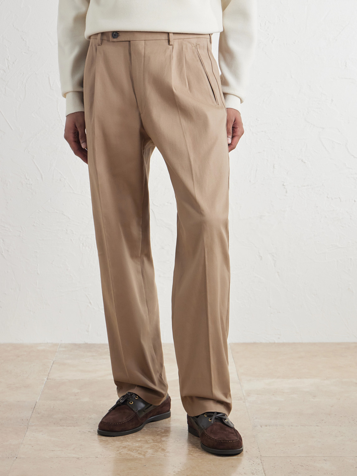 Robin 10076 Straight-Leg Organic Stretch-Cotton Dobby Trousers