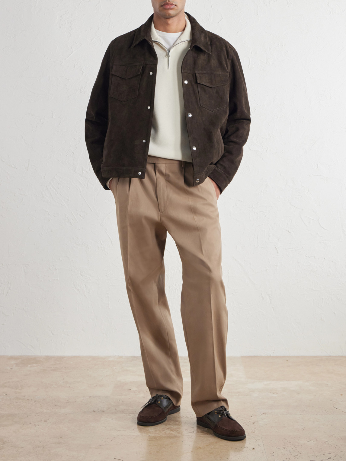 Robin 10076 Straight-Leg Organic Stretch-Cotton Dobby Trousers