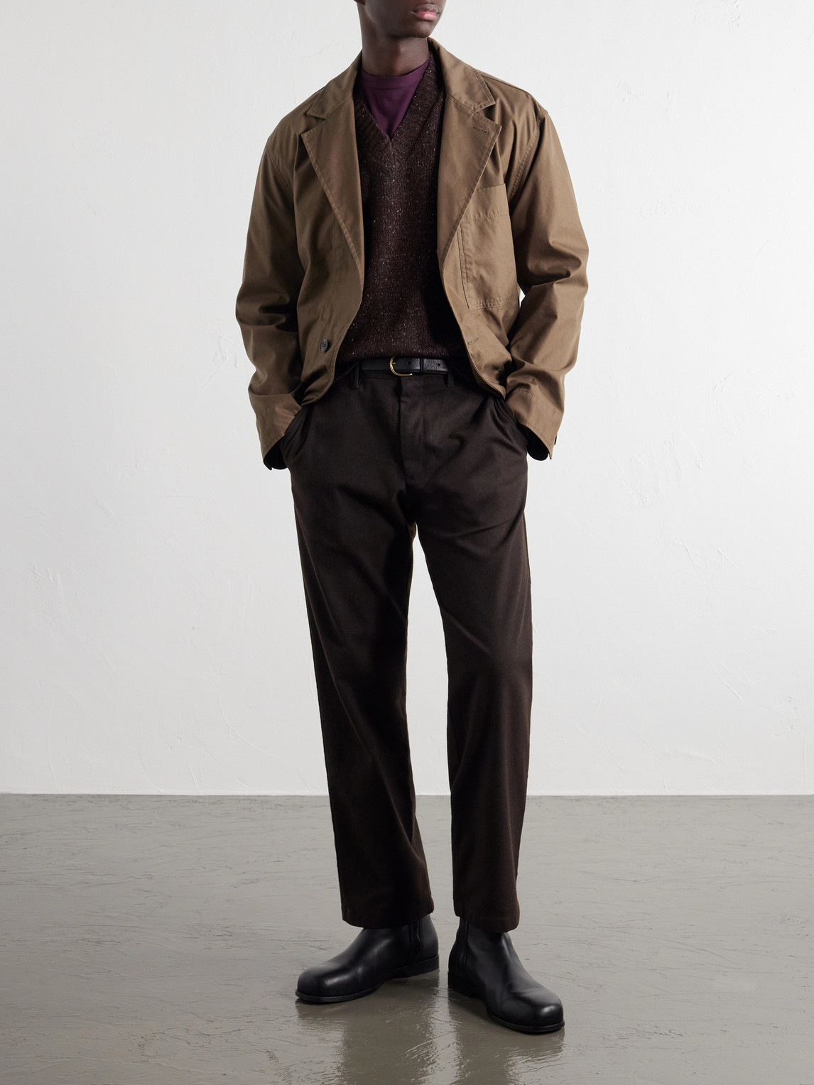 Aden Straight-Leg Grain De Poudre Trousers