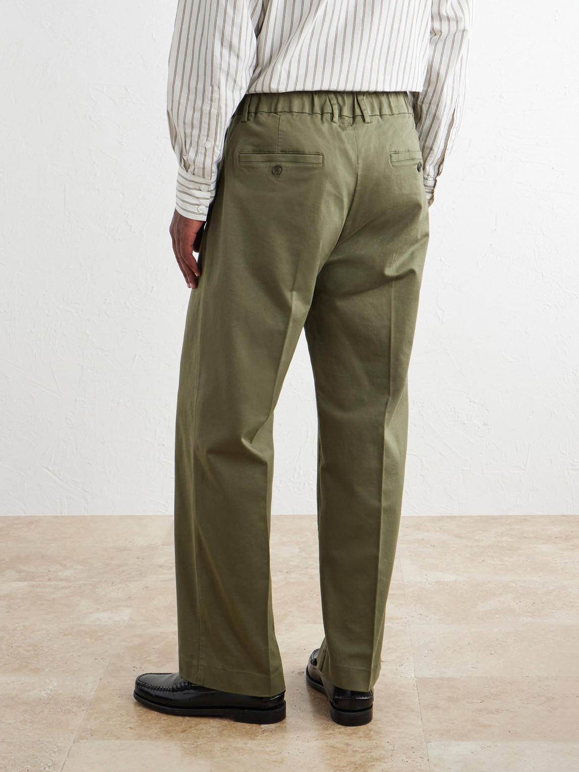 Kay 1420 Wide-Leg Pleated Organic Cotton-Blend Twill Trousers