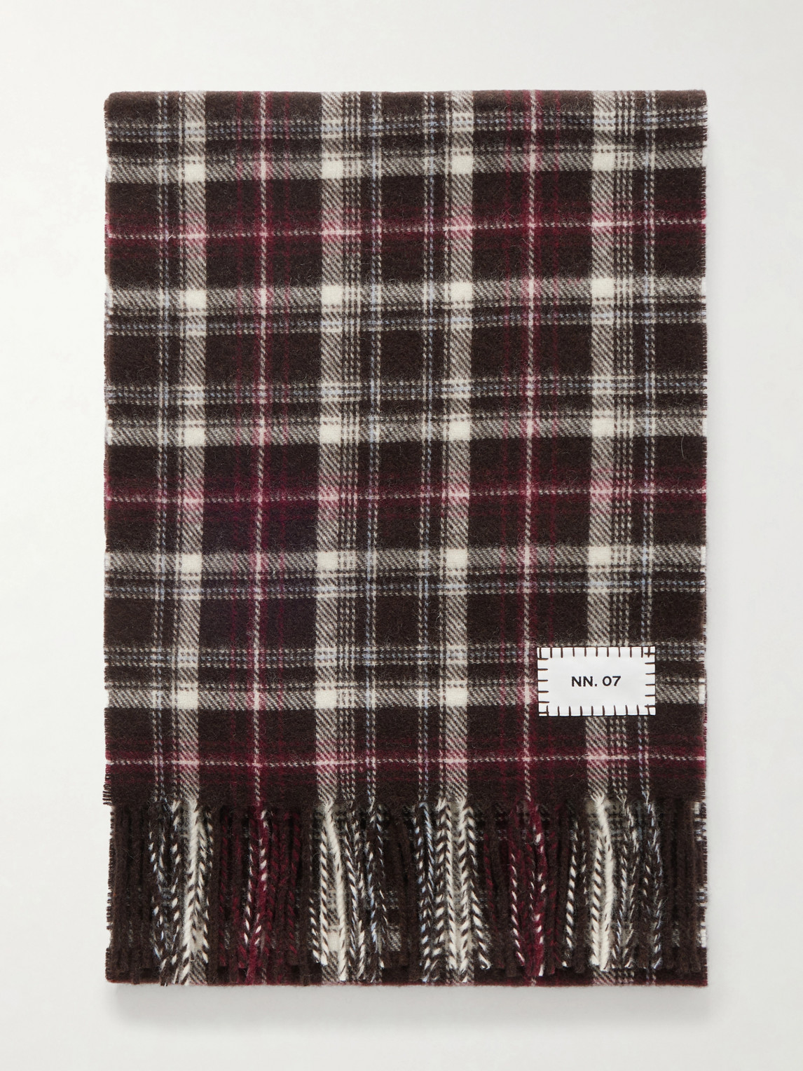 Nn07 Checked Wool Scarf In Burgundy