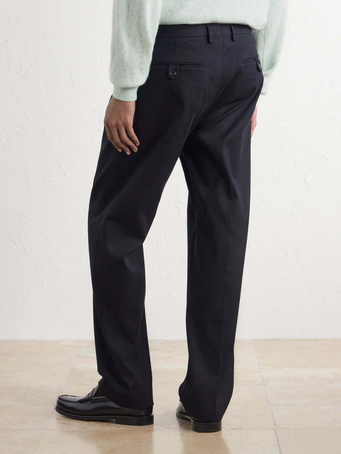 Robin 10076 Straight-Leg Organic Stretch-Cotton Dobby Trousers