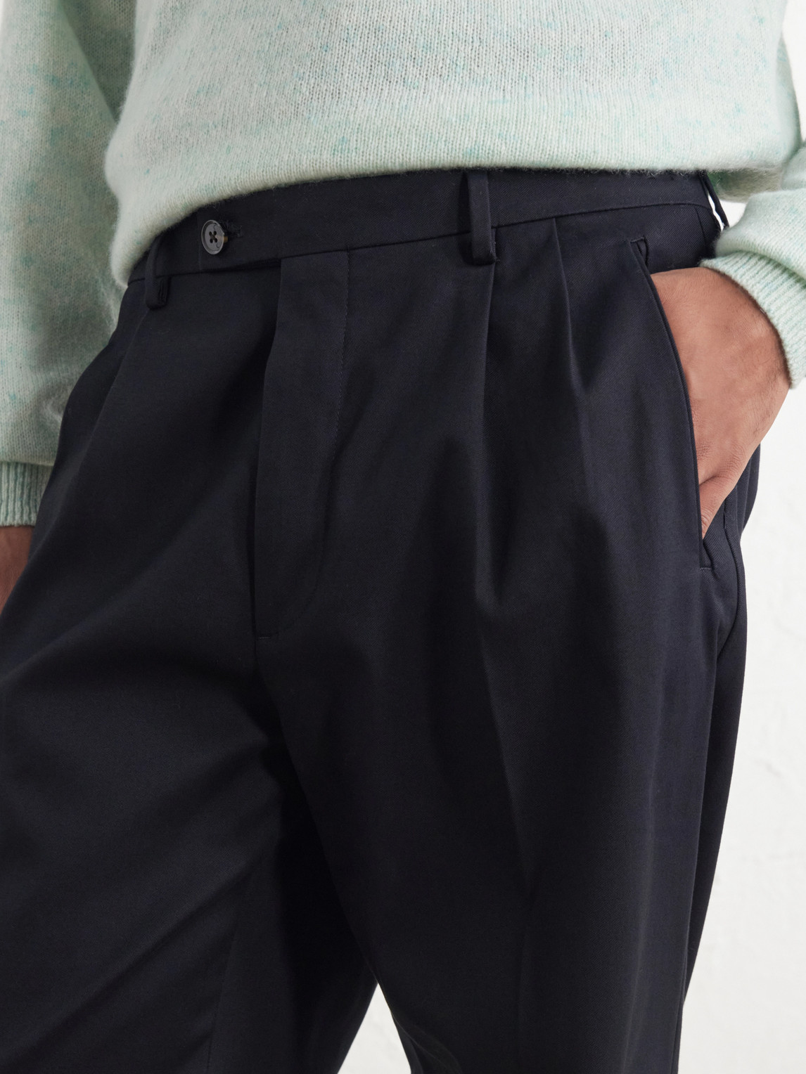 Robin 10076 Straight-Leg Organic Stretch-Cotton Dobby Trousers